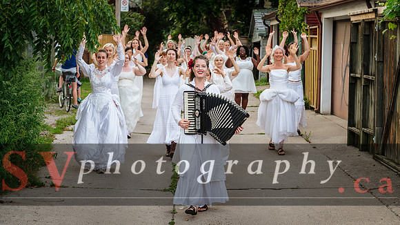 Porch View Dance with the Wedding Brigade