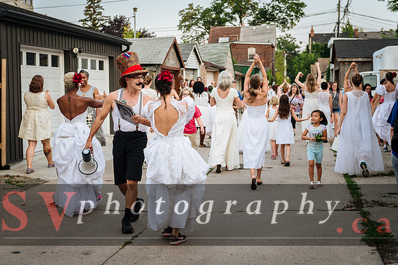 Porch View Dance with the Wedding Brigade